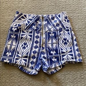 White and Blue patterned shorts